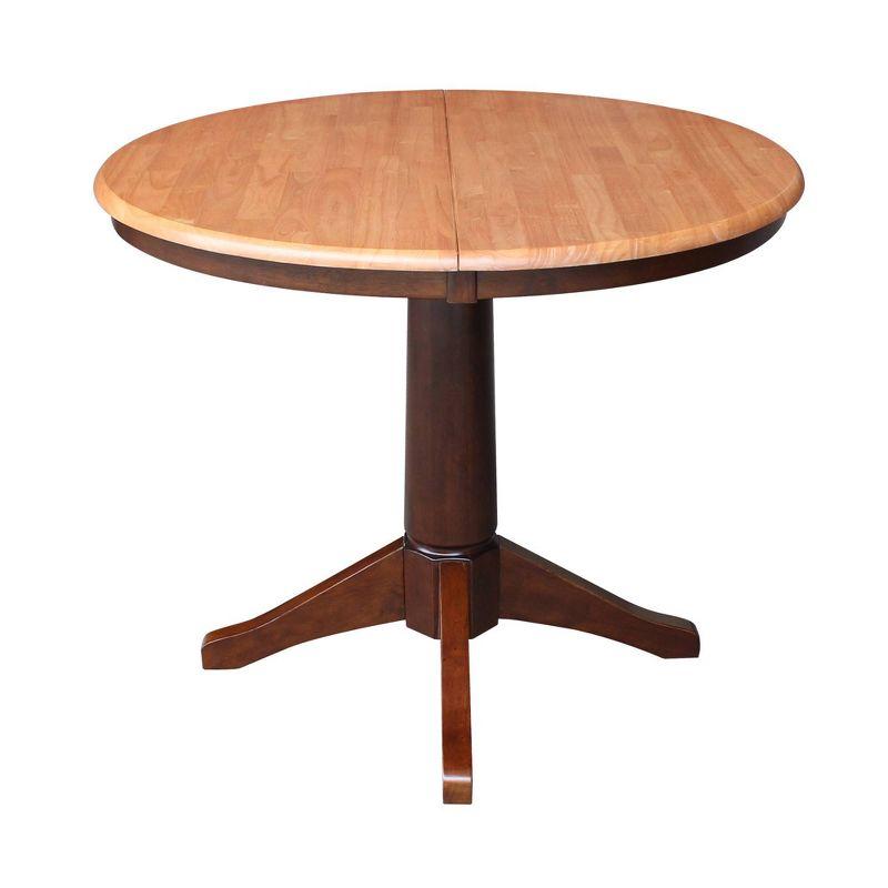 Round Extendable Solid Wood Dining Table with Leaf Insert