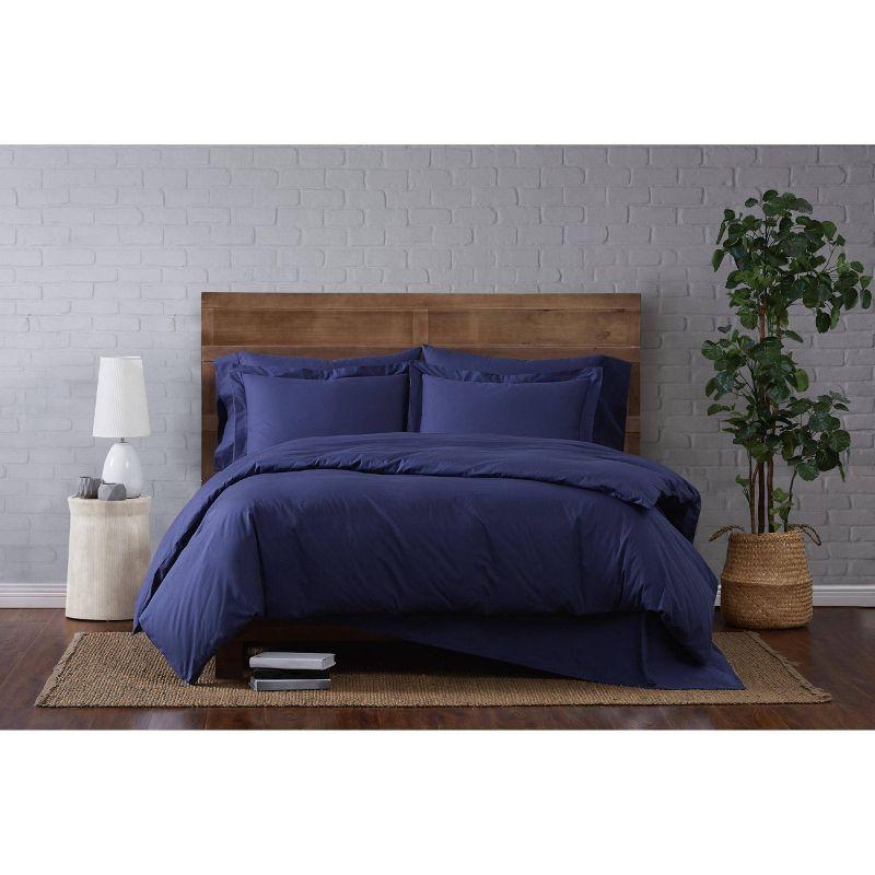 Navy Cotton Duvet Set with Button Closure