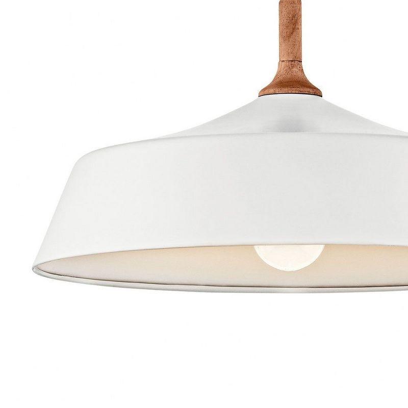 Danika 9.25" 1 Light Pendant with White finish and Wood Accents