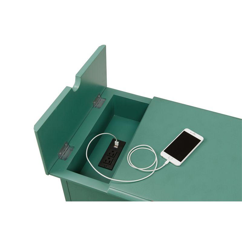 Elegant Chairside Table with Power Antique Teal Green - Martin Svensson Home