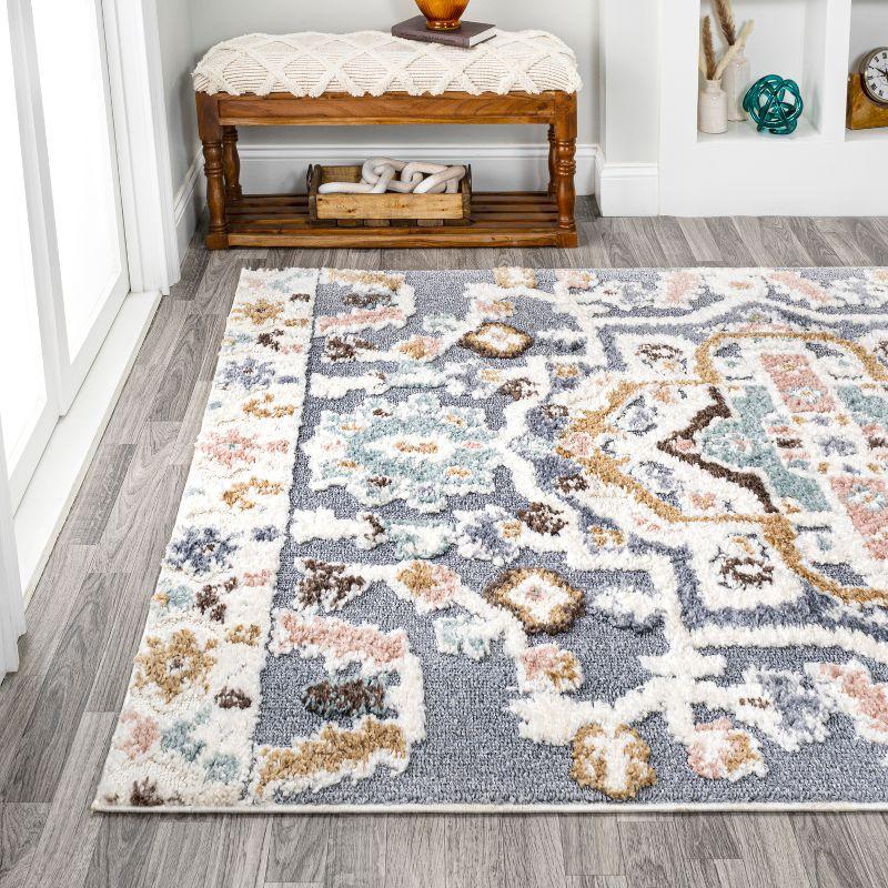 Aziza Persian Medallion High-Low Area Rug - JONATHAN Y