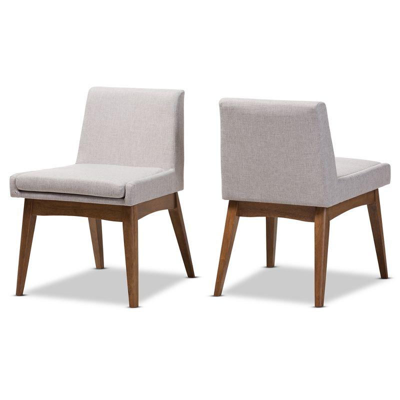 Set of 2 Nexus Mid Century Modern Walnut Wood Fabric Upholstered Dining Side Chair - Baxton Studio