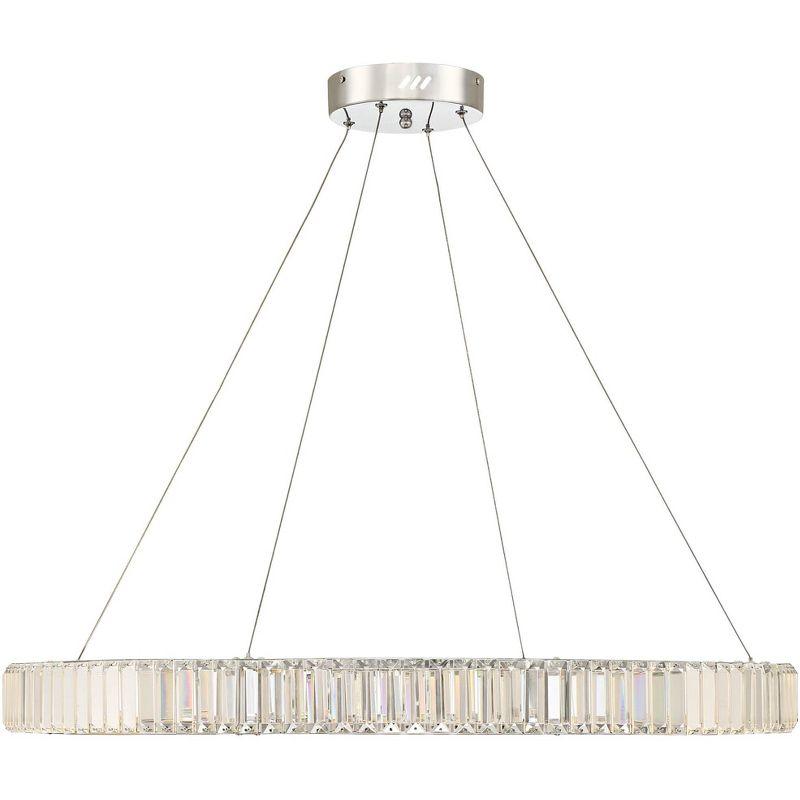 Possini Euro Design Vesta Chrome Pendant Chandelier 35 1/2" Wide Modern LED Ring Crystal Glass Fixture for Dining Room Foyer Kitchen Island Entryway