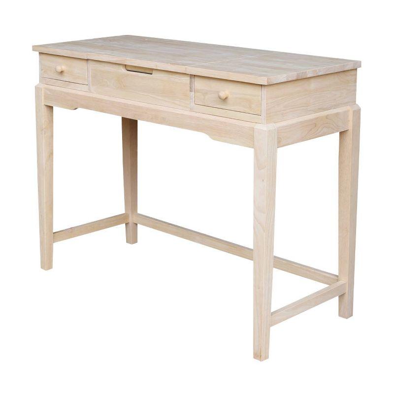 Elegant Unfinished Solid Wood Vanity Table with Microfiber Bench