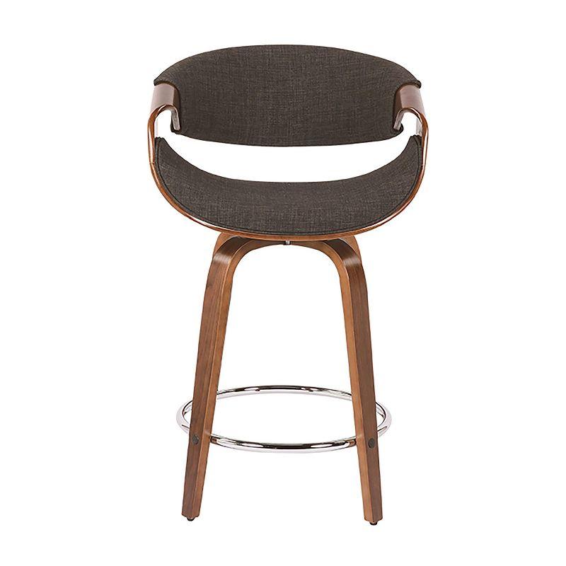Set of 2 Curvini Upholstered Counter Height Barstools Charcoal/Walnut - LumiSource: Swivel, Chrome-Plated, Wood Legs