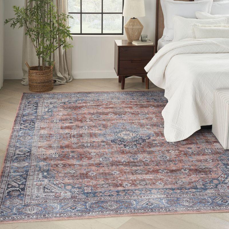 Nourison Washable Brilliance 7'10" x 9'10" Blue/Multi Vintage Indoor Rug