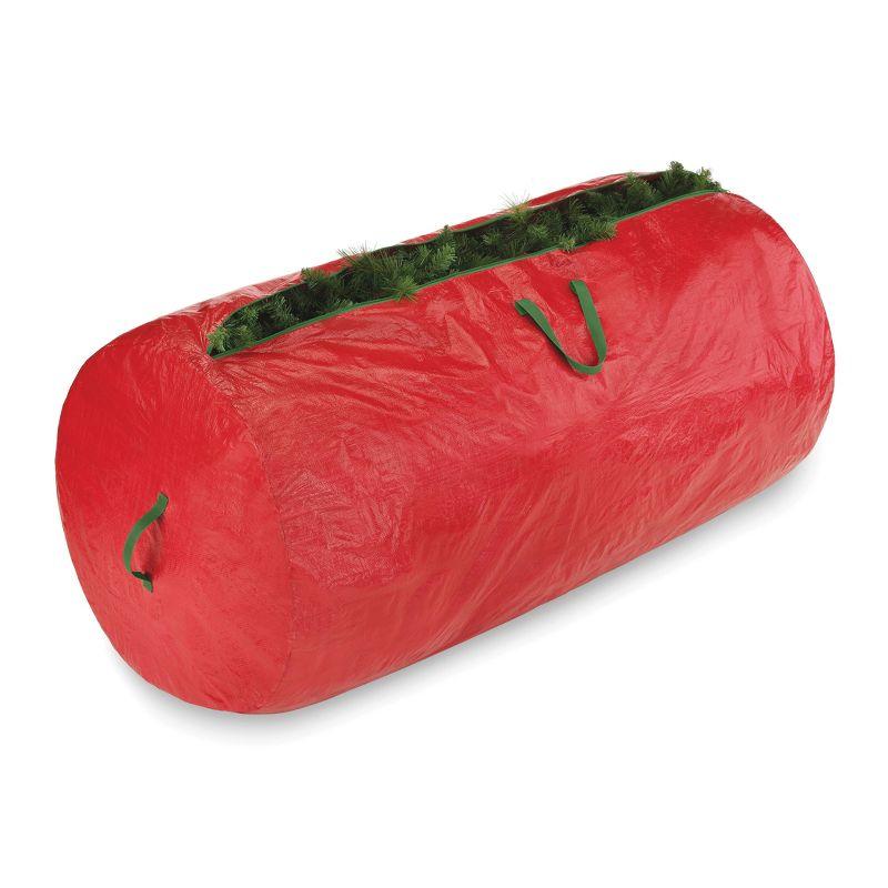 Large Red Christmas Tree Storage Bag with Green Trim