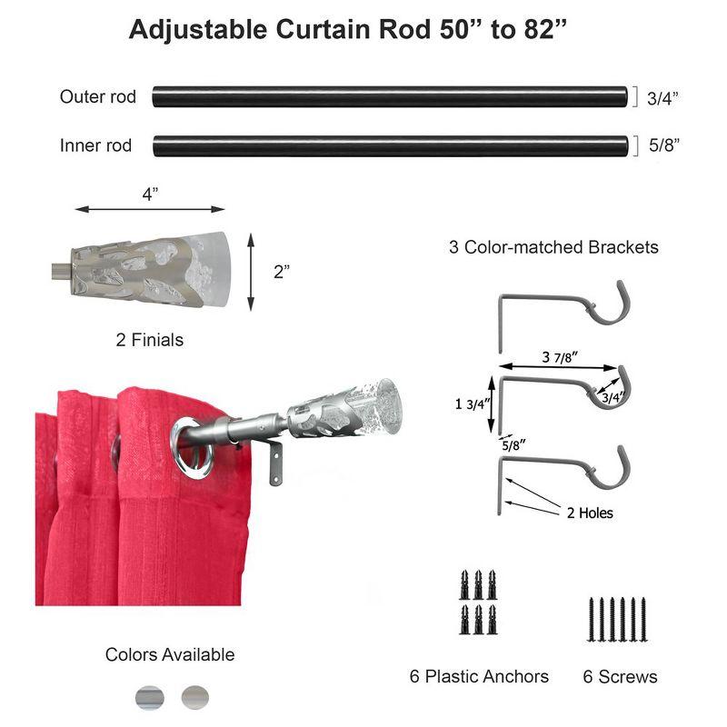 Evideco Luxury Steel Adjustable Single Curtain Rod