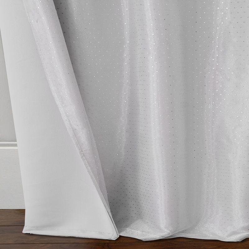 Aurora Kids Room Darkening Sheer Sparkle Overlay Single Curtain Panel - 52" x 63" - Pearl Gray - Elrene Home Fashions