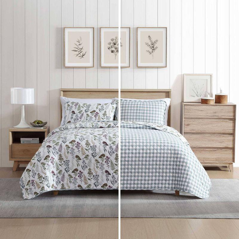 Eddie Bauer Eddie Bauer Flower Field Cotton Reversible Green Quilt Set