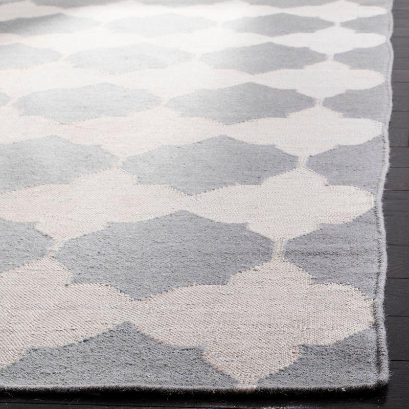 Handmade Geometric Gray Wool 8' x 10' Flat Woven Area Rug