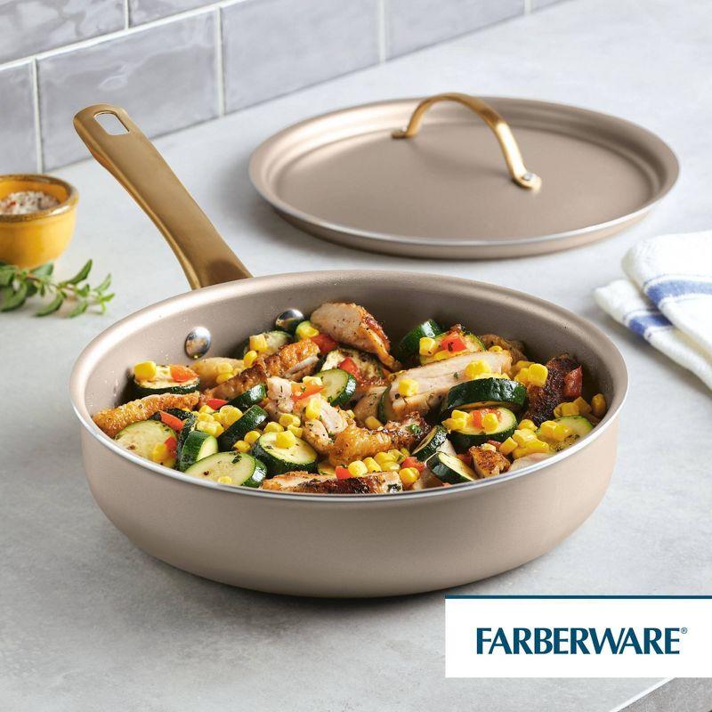 Farberware Radiant 2.75qt Nonstick Covered Saute Pan: Dishwasher-Safe, Tempered Glass Lid, Gas & Electric Compatible