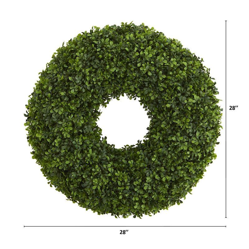 28.5" Green Artificial Boxwood Front Door Wreath