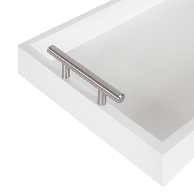 Kate and Laurel Lipton Tray, 10x24, White and Silver