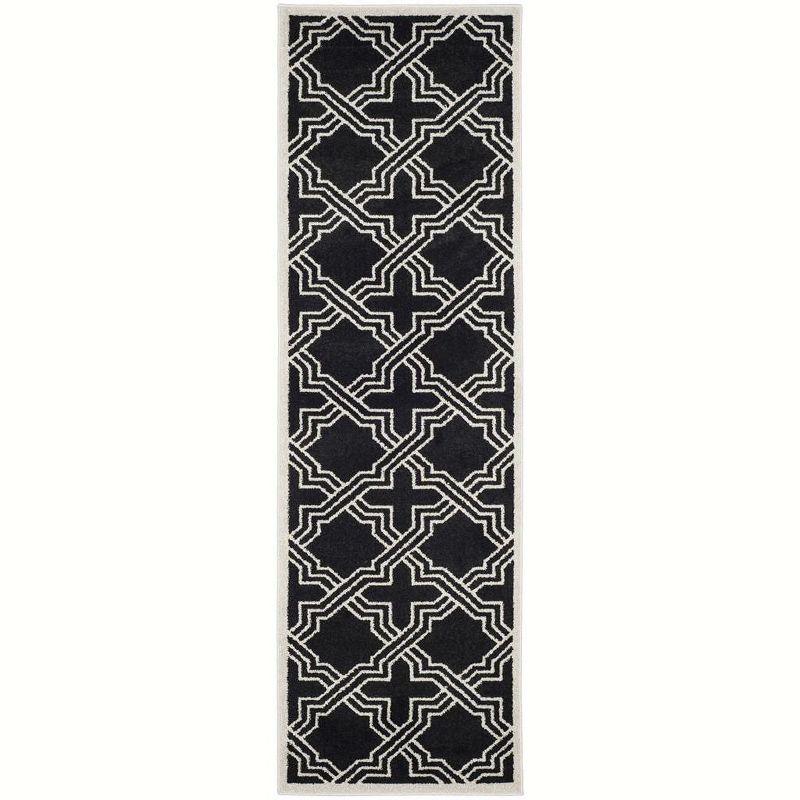 Anthracite and Ivory Geometric Synthetic Area Rug 27"