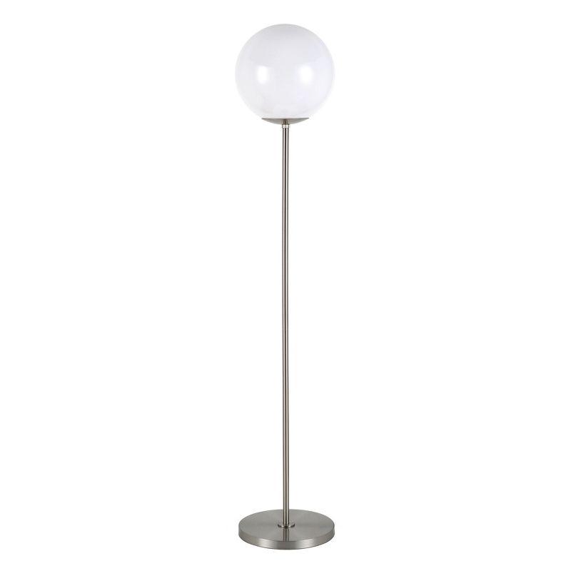 Elevated Nickel Globe & Stem Floor Lamp with White Sphere