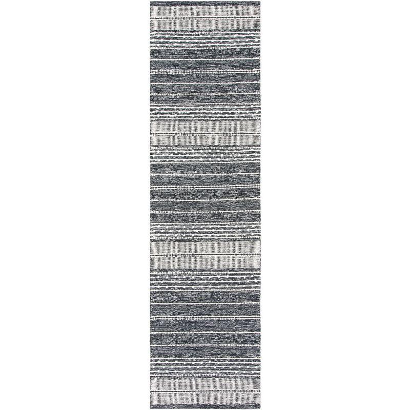 Striped Kilim STK516 Hand Woven Runner Rug - Black/Ivory - 2'3"x9' - Safavieh.