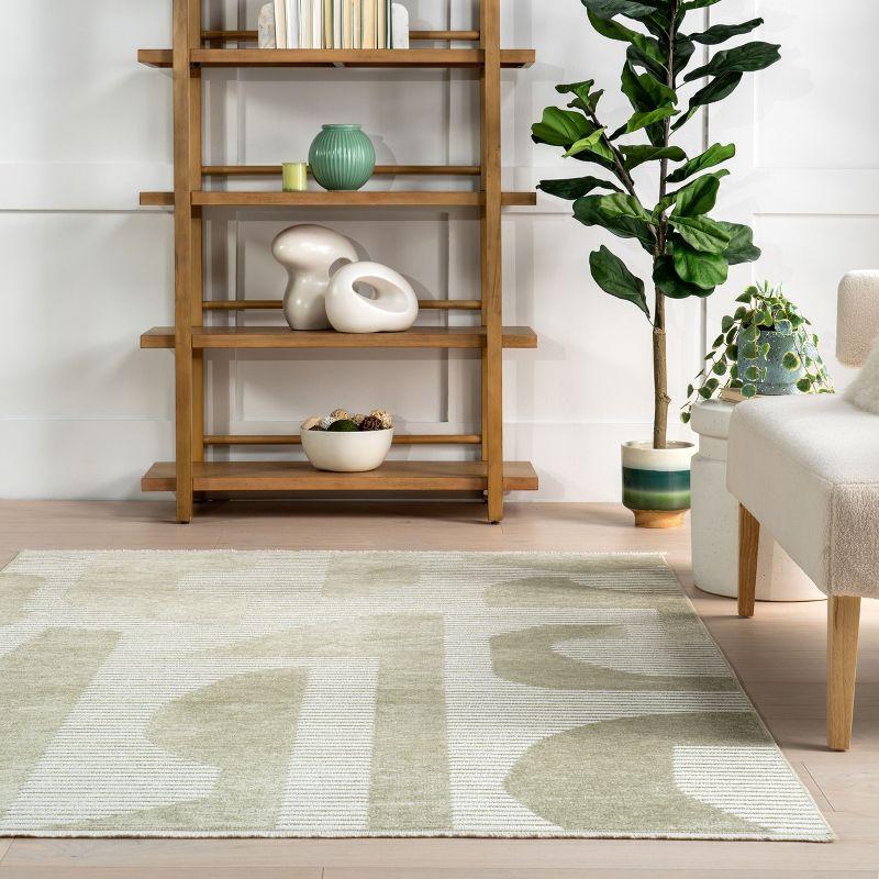 nuLOOM 4' x 6' Versa Collection Reversible SuperiorWash Machine Washable Stain-Resistant Indoor Area Rug, Grania Light Green