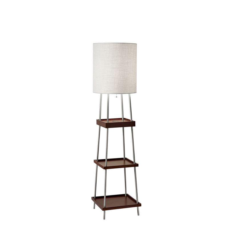 63.25" Wireless Charging Floor Lamp - Adesso: ETL Listed, Linen Shade, Metal & Wood Body