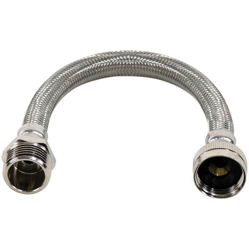 1-Foot Silver Braided Stainless Steel Water-Inlet Hose