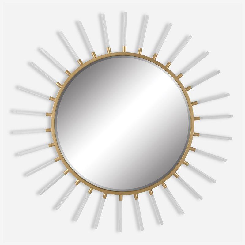 Large Gold Sunburst Round Wall Mirror with Acrylic Accents