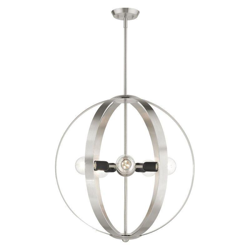 Modesto Mid-Century Modern 5-Light Brushed Nickel Chandelier