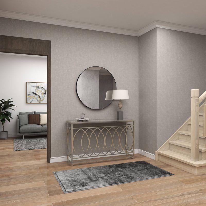 Mercer41 Metal Geometric Living Room Console Table with Mirrored Glass Top