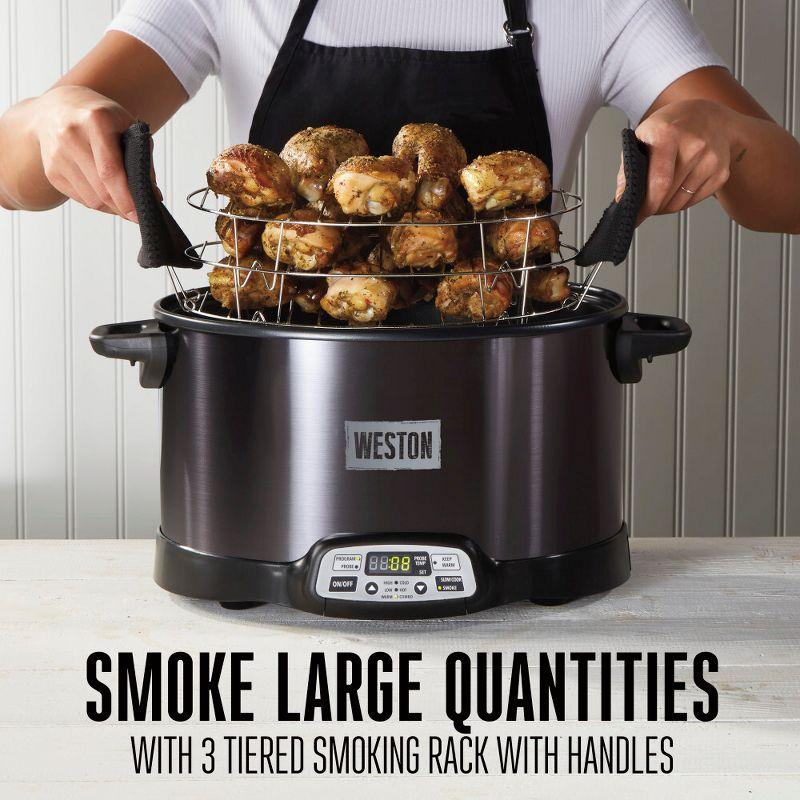 Weston 2in1 Indoor Smoker & Slow Cooker 03-2500-W: 6 Qt Programmable Crock Pot, Dishwasher-Safe, Automatic Probe