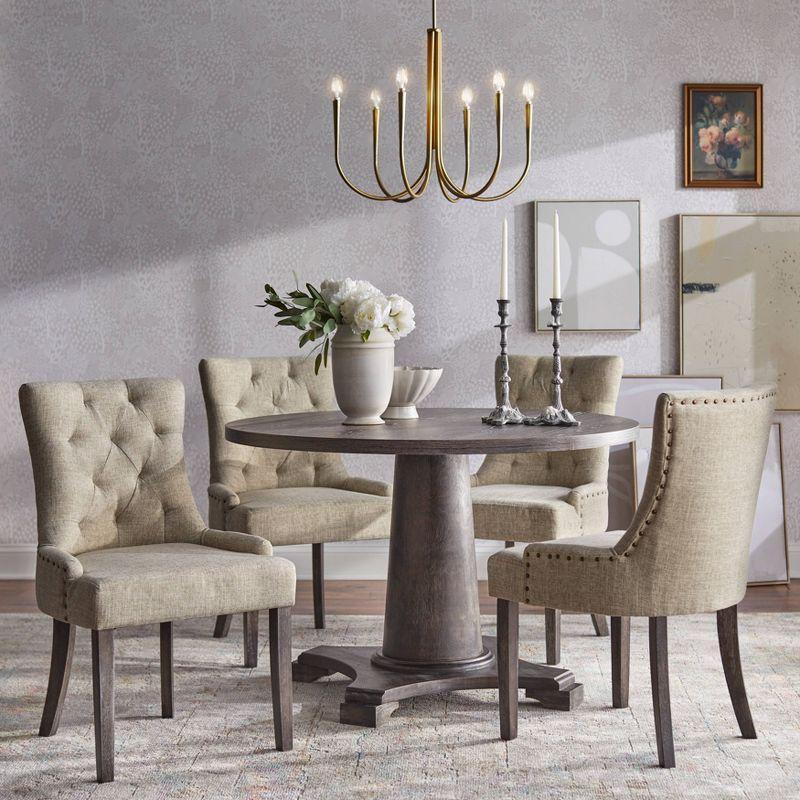 Gray Velvet Upholstered Parsons Side Chair with Wood Legs