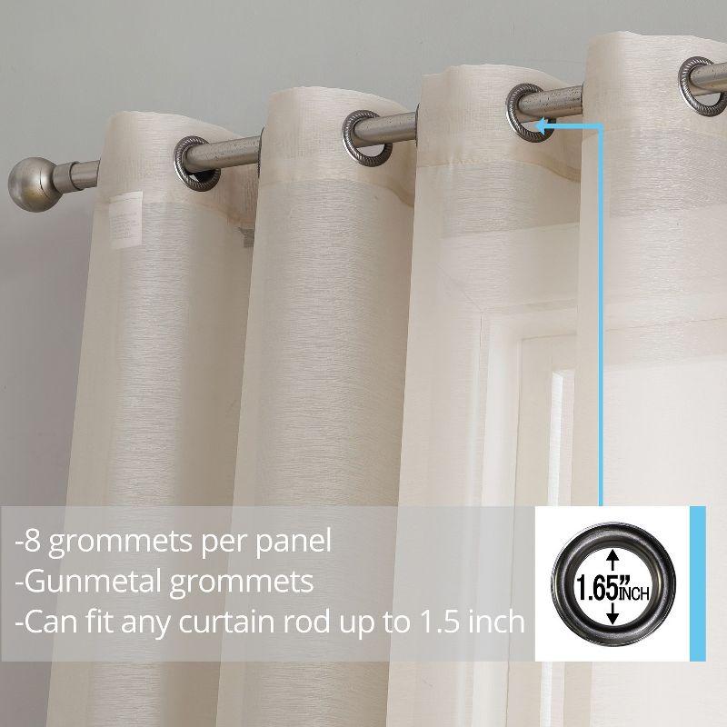 HLC.ME Semi Sheer Voile Light Filtering Transparent Window Curtain Grommet Panels - Set of 2 - Beige, 54 W x 72 L