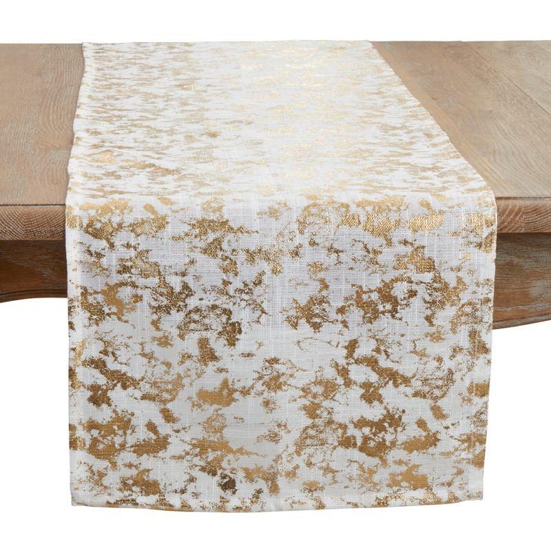 Gold Foil Print Polyester Table Runner, 16" x 72"