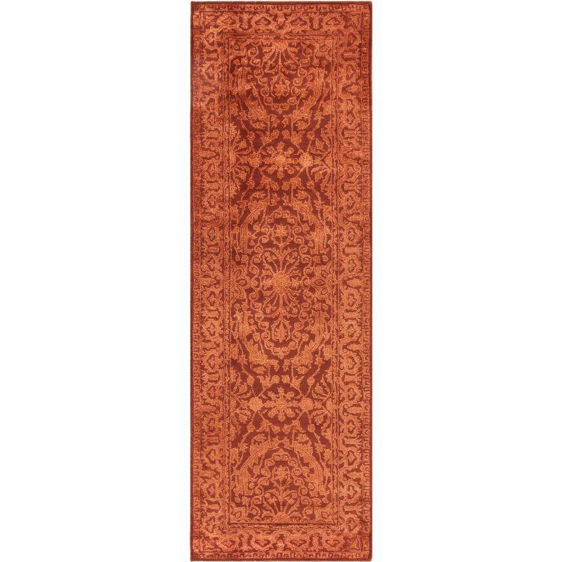 Ivory and Rust Hand-Tufted Wool Runner Rug