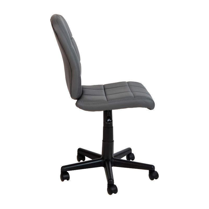 Sleek Modern Gray Vinyl Armless Swivel Task Chair