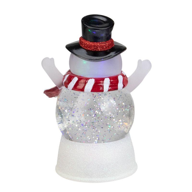 5.75" LED Lighted Snowman With Holly and Berries Top Hat Christmas Snow Globe