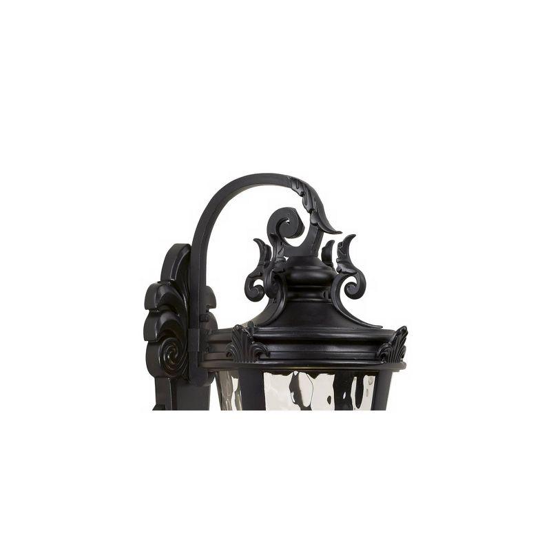 John Timberland Casa Marseille Vintage Rustic Outdoor Wall Light Fixture Black Scroll Arm 27 1/2" Clear Hammered Glass for Post Exterior Barn Deck