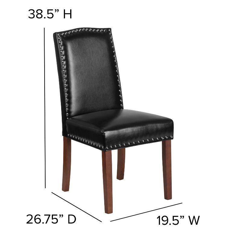 Black LeatherSoft Parsons Side Chair with Nailhead Trim