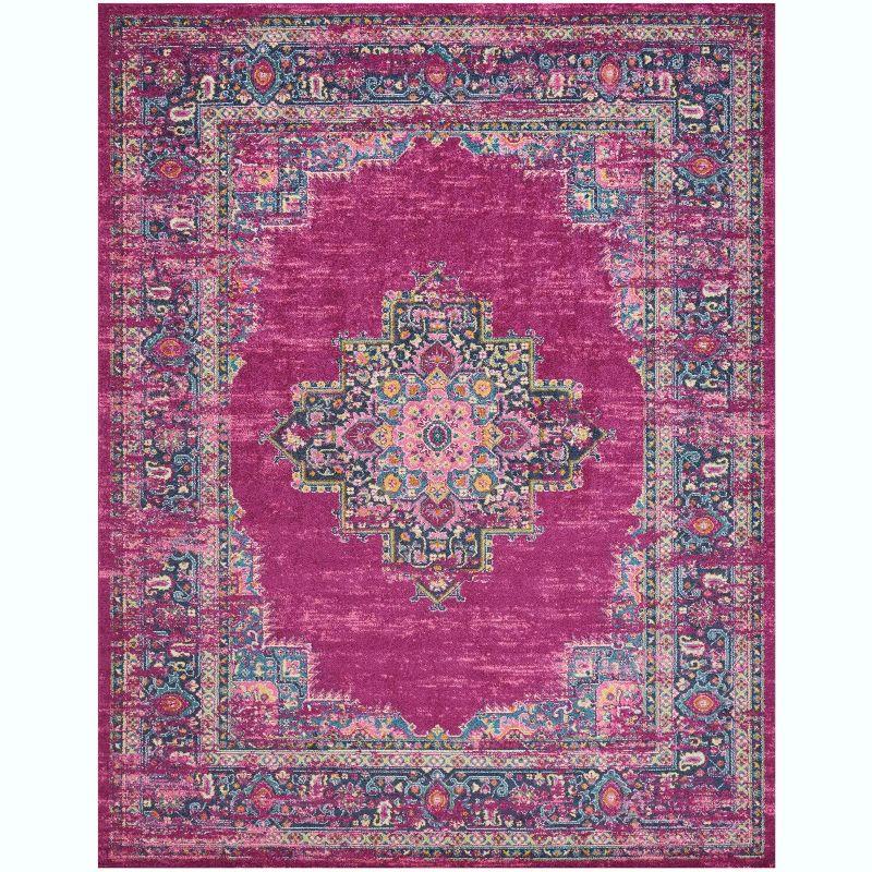 Nourison Passion Medallion Bohemian Indoor Rug Fuchsia 8' x 10'