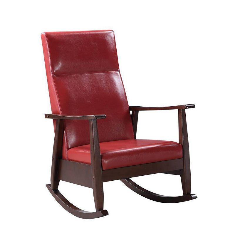 38" Raina Active Sitting Chair Red/Espresso Finish - Acme Furniture: Faux Leather, Rocker Rails, Comfort Cushion