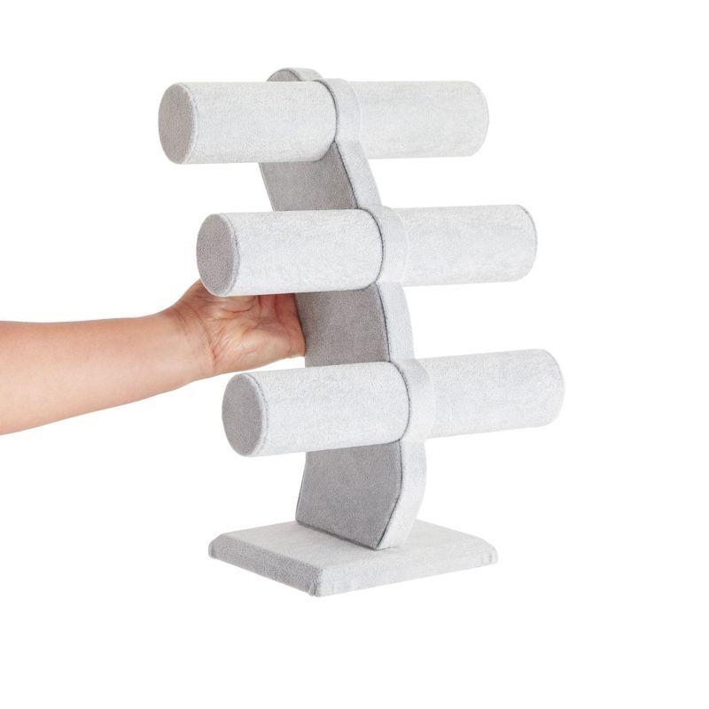Juvale Velvet 3-Tier Jewelry Holder for Necklaces and Bracelets - Organizer Tower and Display for Selling (Gray)