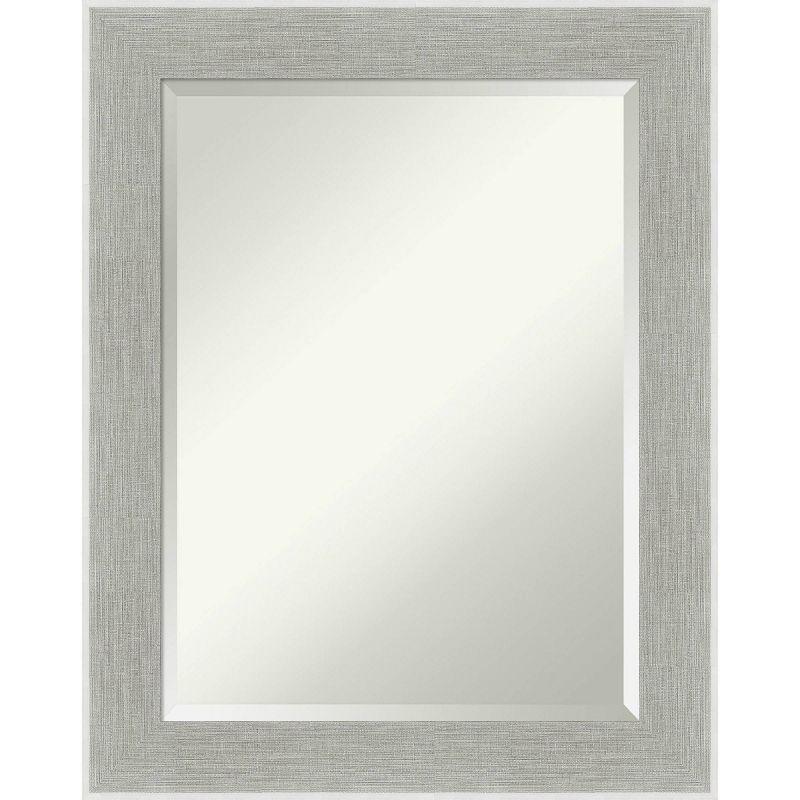 Glam Silver Rectangular Wall Mirror with Linen Frame