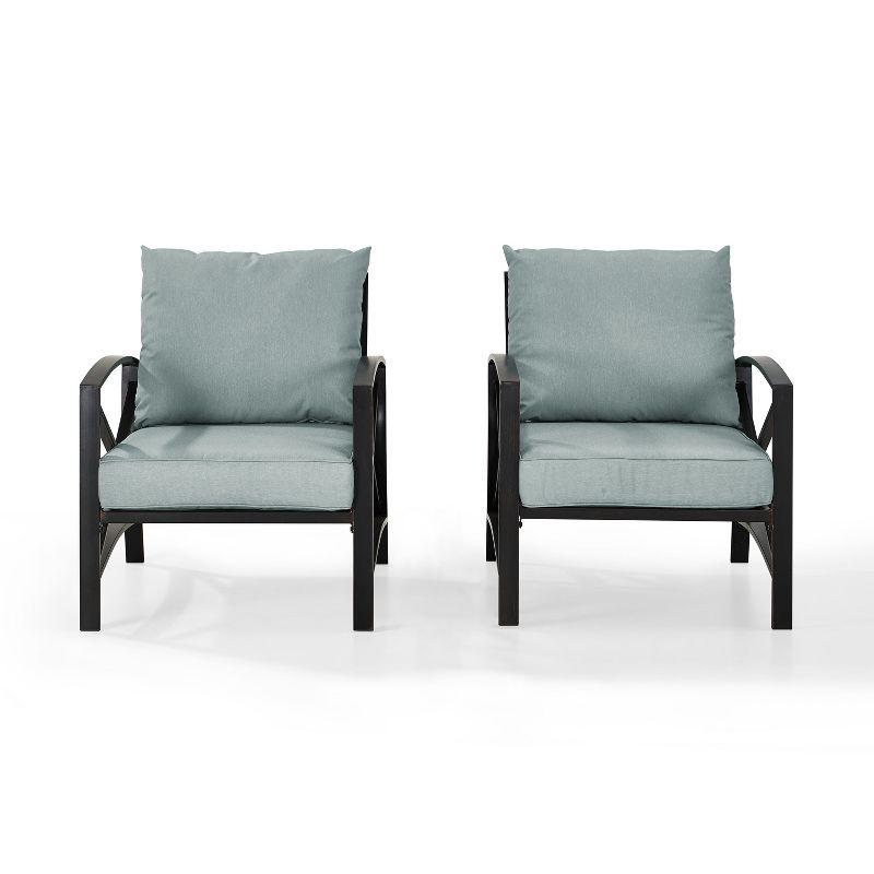 2pc Kaplan Outdoor Chair Set Mist - Crosley: Steel Frame Patio Seating with UV-Resistant Cushions