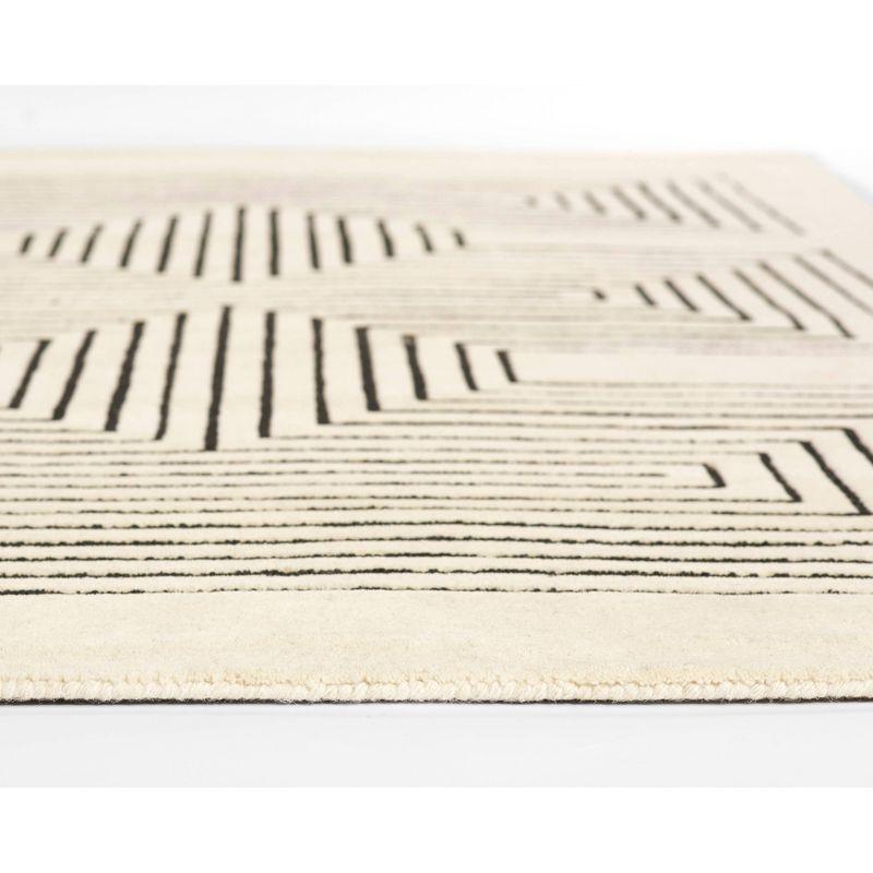 Momeni 3'6"x5'6" Simba Geometric Handtufted Area Rug White: Wool, Medium Pile, Indoor, Abstract Pattern, Rectangle