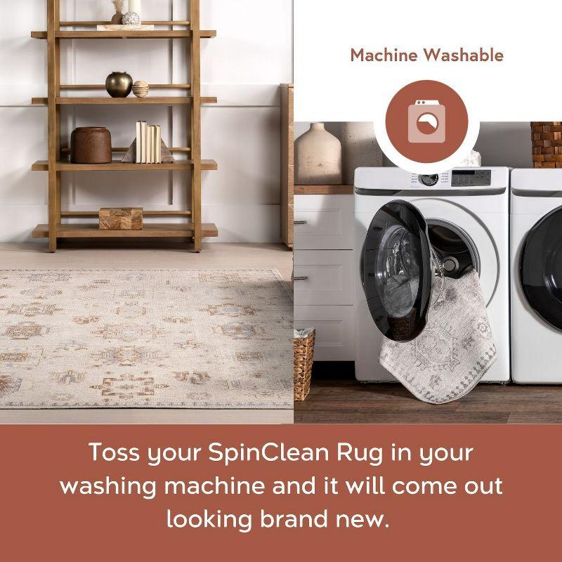 Nuloom Krystin Distressed Pet Friendly Machine Washable Area Rug, 5' x 8', Beige