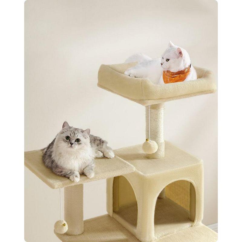 Feandrea Cat Tree, 56.3-Inch Cat Tower for Indoor Cats, Multi-Level Cat Condo with 4 Scratching Posts, 2 Perches, Hammock, Cave, Beige