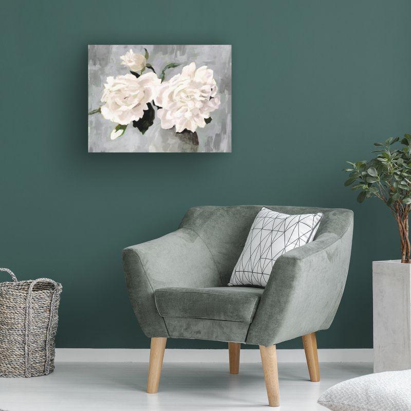 Victoria Borges  White Blooms in Gray Vase I Canvas Art