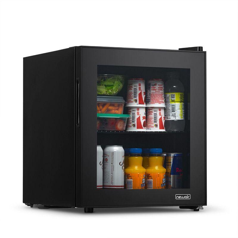 Newair 60 Can Beverage Fridge with Glass Door, Small Freestanding Mini Fridge in Black