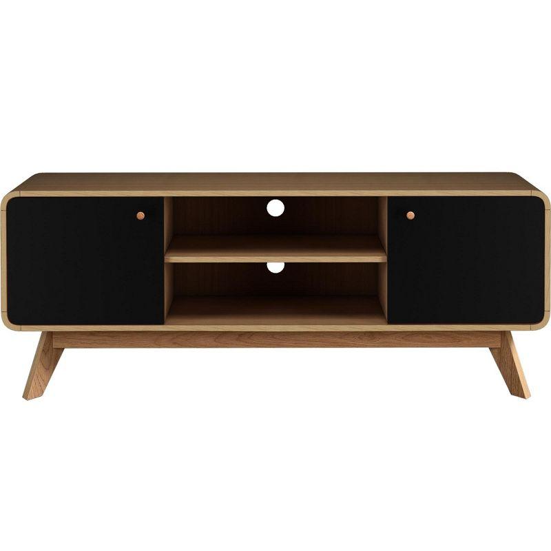 Ren Home Leva Scandinavian 2 Door Rounded TV Stand, Oak and Black