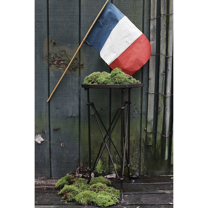 Storied Home Metal Tray Table Bronze: Round Pine Top, 25.5" High, Assembly Required