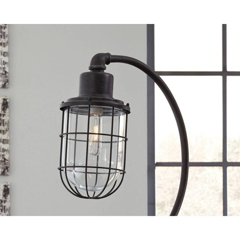 Signature Design by Ashley Jae Desk Lamp Antique Black: Modern Glass Shade, Metal Body, UL Listed