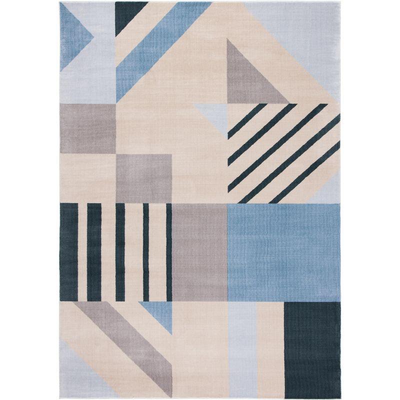 Handmade Blue Abstract Synthetic 4' x 6' Area Rug